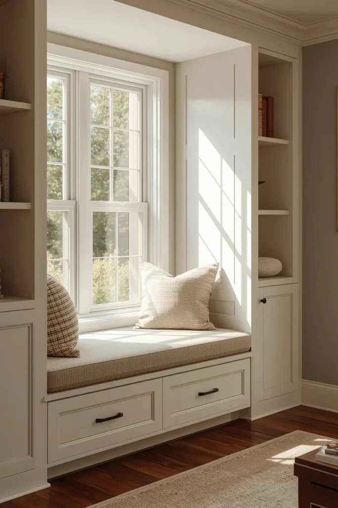 24 Family Room Ideas That Are Stylish Enough for Adults, Fun for Kids 4 family room, featuring a built-in window seat