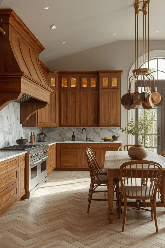 19 Kitchen Aesthetic Ideas So Good You'll Want to Renovate Tomorrow 5 old money kitchen aesthetic, custom hand-rubbed warm deep walnut wood cabinetry