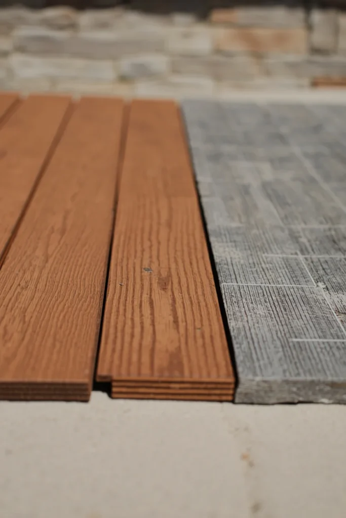 16 Above Ground Pool Ideas That Look Just as Gorgeous as In-Ground Ones 6 aterial comparison flat-lay showing pressure-treated wood