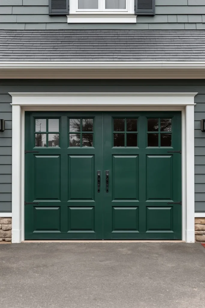 17 Garage Door Designs That Completely Transform Your Home's First Impression 6 colonial home exterior, featuring a two-tone garage door