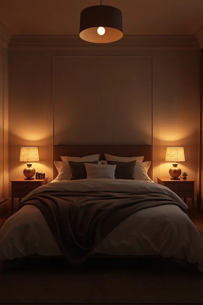 17 Guest Bedroom Ideas That Will Make Every Visitor Never Want to Leave 6 guest bedroom at dusk, featuring two warm glowing bedside lamps