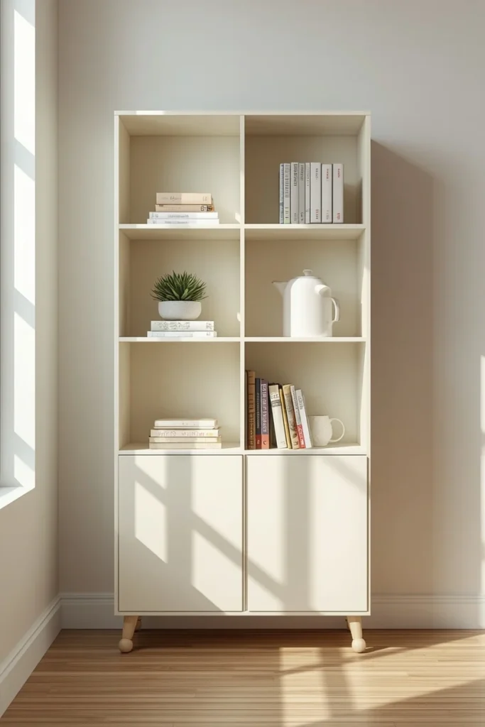 18 IKEA Hack Ideas That Turn Basic Furniture Into Designer Pieces 6 a hacked IKEA IVAR shelving unit painted warm white