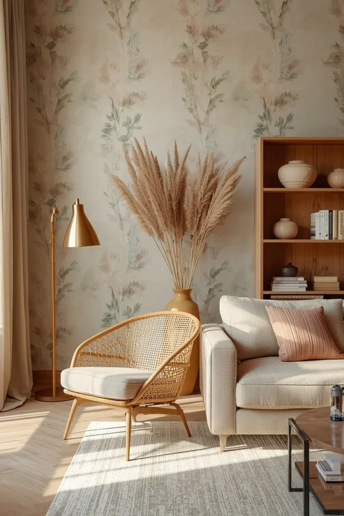 18 Living Room Wallpaper Ideas That Are Bold, Beautiful & Conversation-Starting 6 Soft Painterly Botanical living room