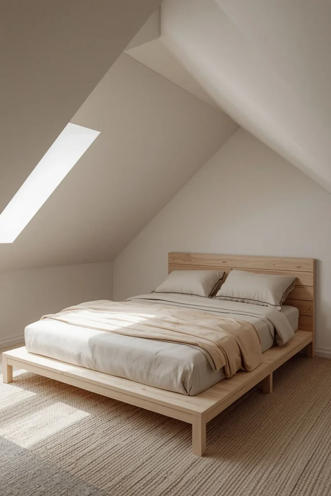 19 Attic Bedroom Ideas That Turn Forgotten Space Into a Dreamy Hideaway 7 attic bedroom shot, featuring a low-profile platform bed