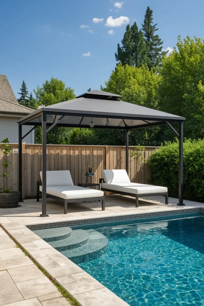 18 Backyard Gazebo Ideas That Create the Most Beautiful Outdoor Escape 7 backyard, featuring a weather-resistant aluminum gazebo