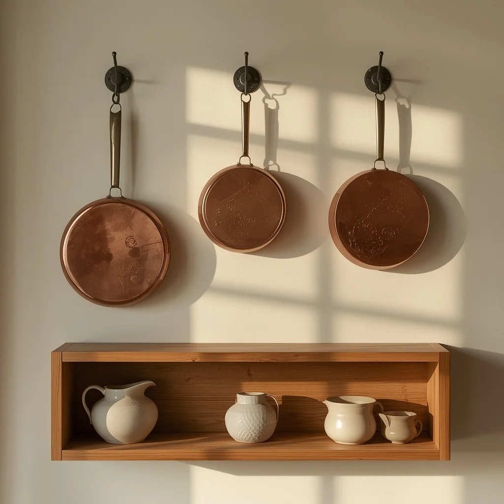 18 Cottagecore Kitchen Ideas That Make Cooking Feel Like a Fairy Tale 7 The Copper Cookware Display
