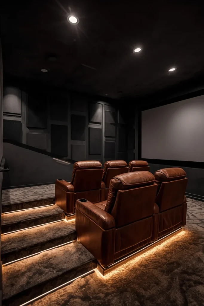 18 Cozy Basement Ideas That Transform Dead Space Into a Family Favorite Room 7 Cozy Basement Home Theater — Movie Night as an Event