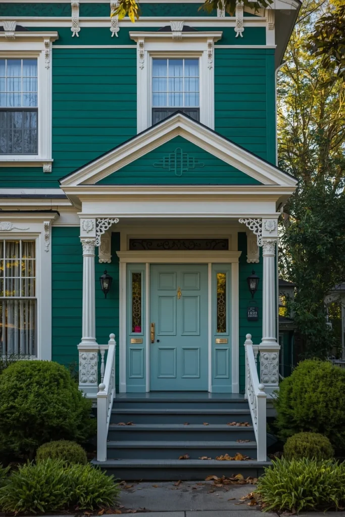 19 Green House Exterior Ideas That Are Fresh, Bold & Beautifully Unexpected 7 Two-Color Green Drama