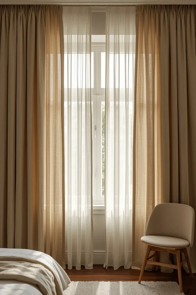 17 Guest Bedroom Ideas That Will Make Every Visitor Never Want to Leave 7 guest bedroom window, featuring soft sheer linen curtains
