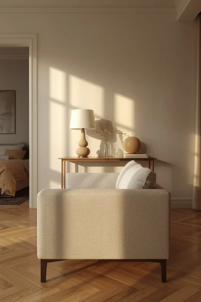 20 Studio Apartment Ideas That Make One Room Feel Like a Whole Beautiful Home 7 studio apartment, featuring a low-back linen sofa