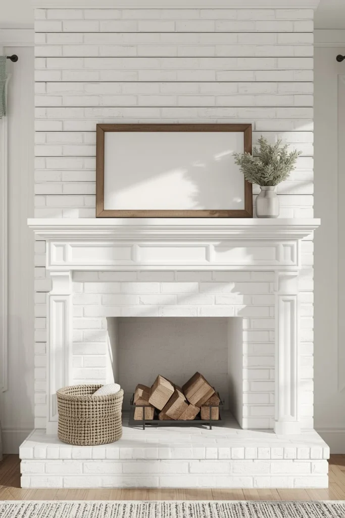 20 Summer Mantel Ideas That Bring Breezy Seasonal Charm Into Your Home 7 fireplace mantel, featuring a whitewashed brick fireplace