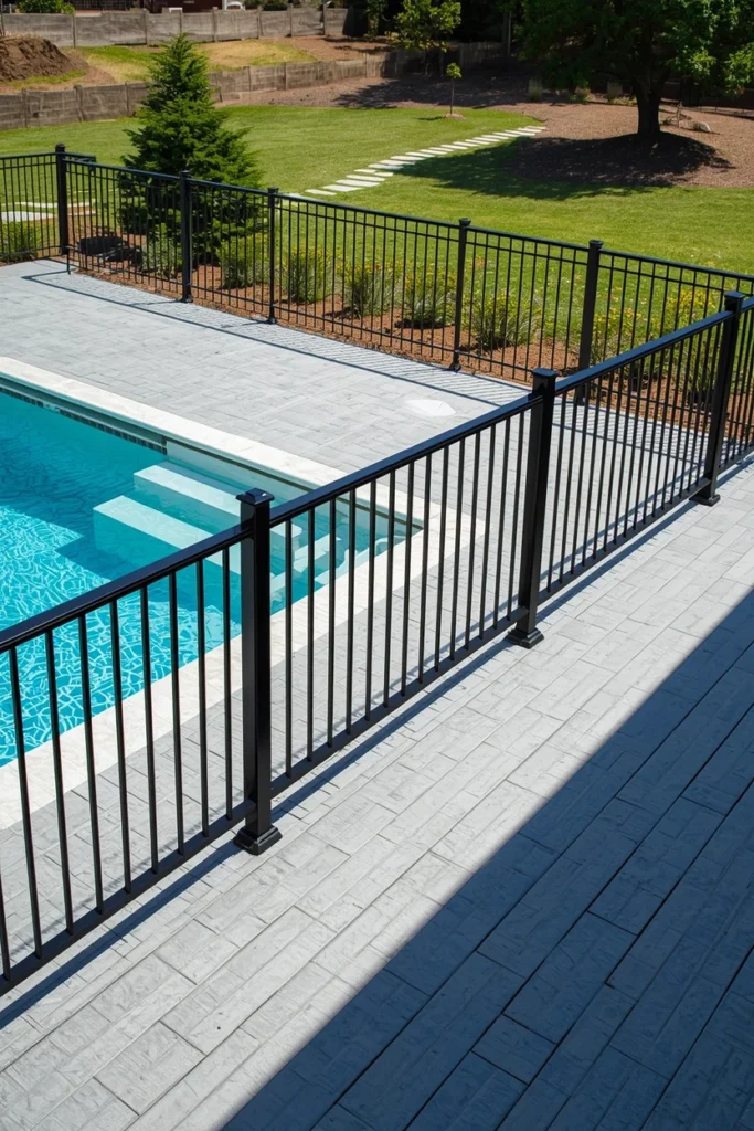 16 Above Ground Pool Ideas That Look Just as Gorgeous as In-Ground Ones 8 above ground pool deck with cool gray composite decking