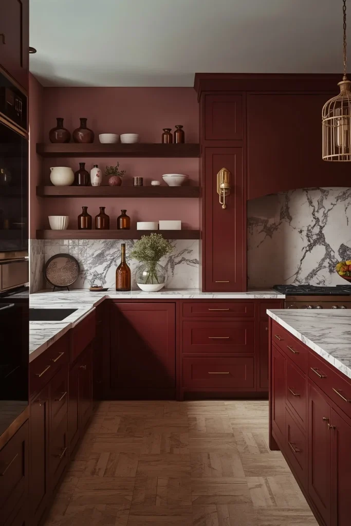 19 Kitchen Aesthetic Ideas So Good You'll Want to Renovate Tomorrow 8 burgundy oxblood kitchen aesthetic,