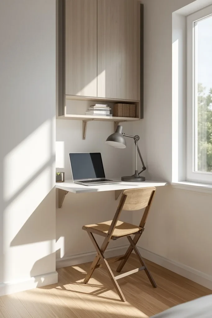 20 Studio Apartment Ideas That Make One Room Feel Like a Whole Beautiful Home 8 studio apartment workspace, featuring a fold-down