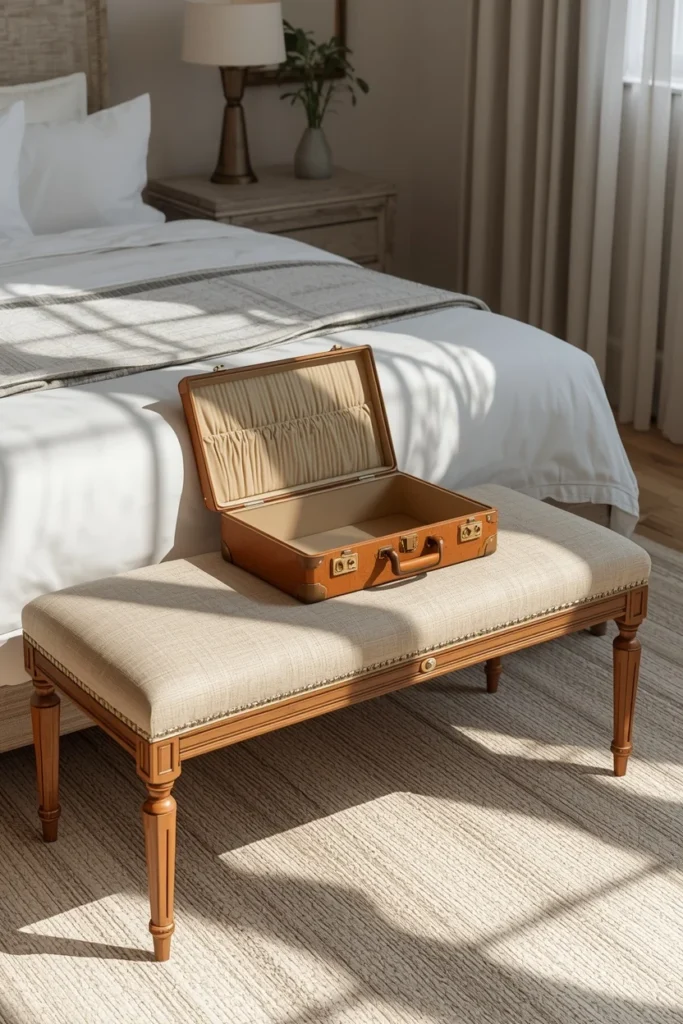 17 Guest Bedroom Ideas That Will Make Every Visitor Never Want to Leave 9 guest bedroom, featuring a upholstered wood-frame bench