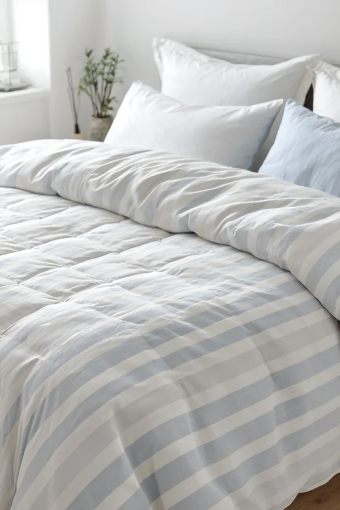 21 Summer Bedding Ideas That Make Your Bed Look Fresh & Resort-Ready 9 Striped Hotel-Style Bedding