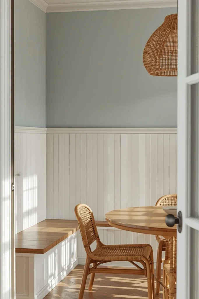 20 Summer House Interior Ideas That Are Bright, Breezy & Beautifully Relaxed 9 summer house dining nook, featuring white beadboard paneling