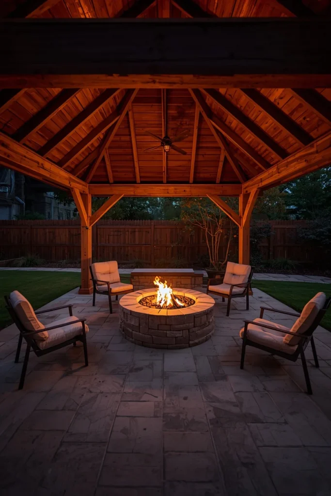 18 Backyard Gazebo Ideas That Create the Most Beautiful Outdoor Escape 10 backyard, featuring an open-sided wood gazebo