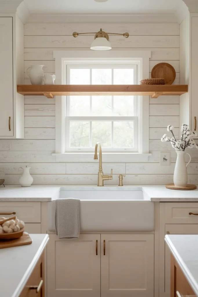 21 Country Kitchen Backsplash Ideas That Make Your Whole Kitchen Pop 10 Shiplap Backsplash kitchen in Warm Cream