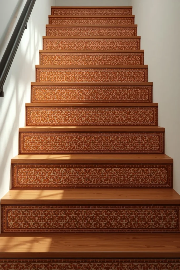 18 Staircase Ideas That Turn a Functional Feature Into a Stunning Design Statement 10 staircase, featuring patterned terracotta-toned Mediterranean tile